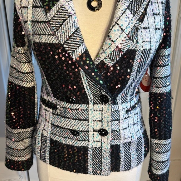 Eva Franco Jackets & Blazers - Gorgeous NWT Eva Franco Women's Black and White Sequined Tweed Jacket Lined